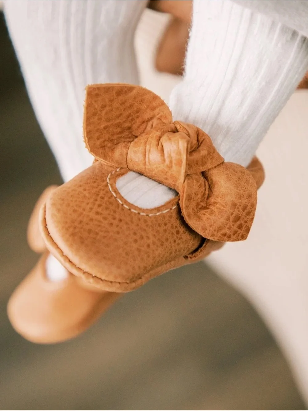 Freshly Picked Tan Leather Mary Jane with Bow